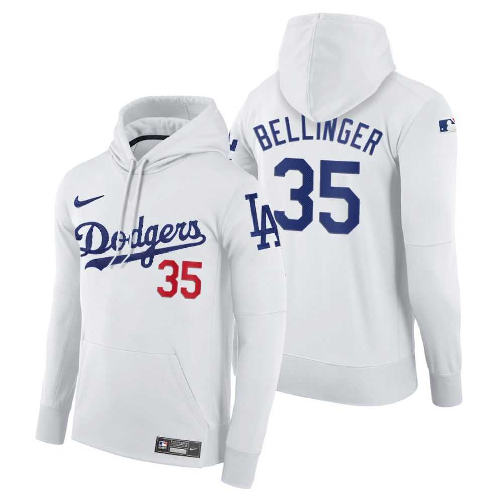 Men Los Angeles Dodgers 35 Bellinger white home hoodie 2021 MLB Nike Jerseys